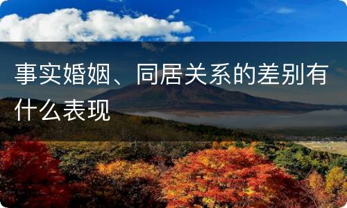 事实婚姻、同居关系的差别有什么表现