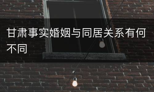 甘肃事实婚姻与同居关系有何不同