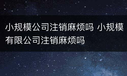 小规模公司注销麻烦吗 小规模有限公司注销麻烦吗
