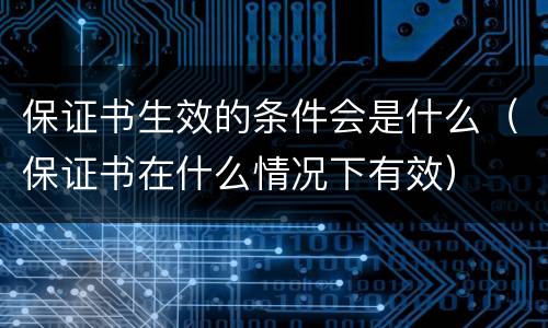 保证书生效的条件会是什么（保证书在什么情况下有效）