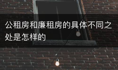公租房和廉租房的具体不同之处是怎样的
