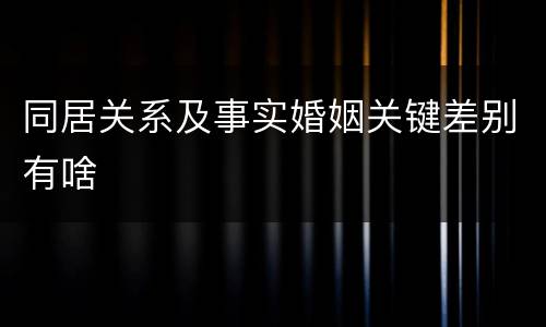 同居关系及事实婚姻关键差别有啥