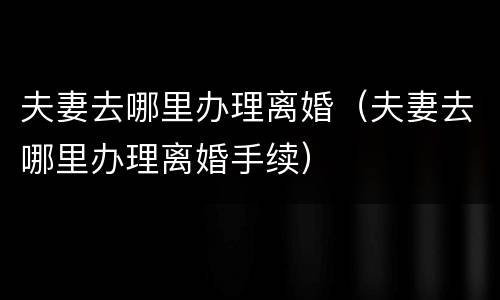 夫妻去哪里办理离婚（夫妻去哪里办理离婚手续）