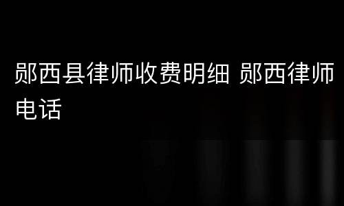 郧西县律师收费明细 郧西律师电话