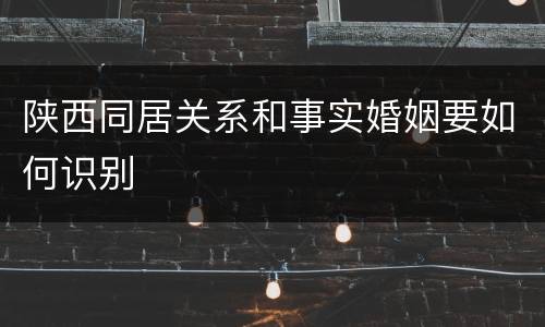 陕西同居关系和事实婚姻要如何识别