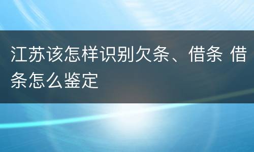 江苏该怎样识别欠条、借条 借条怎么鉴定