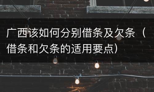广西该如何分别借条及欠条（借条和欠条的适用要点）