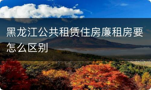 黑龙江公共租赁住房廉租房要怎么区别