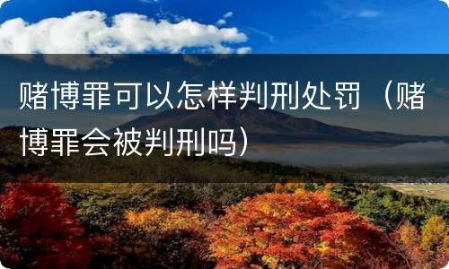 赌博罪可以怎样判刑处罚（赌博罪会被判刑吗）