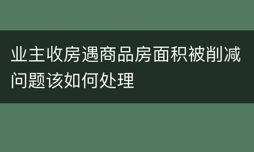 业主收房遇商品房面积被削减问题该如何处理