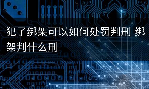 犯了绑架可以如何处罚判刑 绑架判什么刑