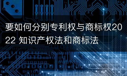要如何分别专利权与商标权2022 知识产权法和商标法