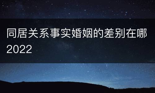 同居关系事实婚姻的差别在哪2022
