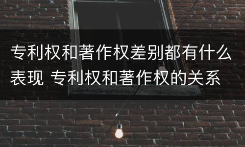 专利权和著作权差别都有什么表现 专利权和著作权的关系