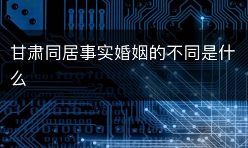 甘肃同居事实婚姻的不同是什么