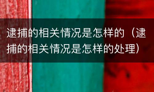 逮捕的相关情况是怎样的（逮捕的相关情况是怎样的处理）