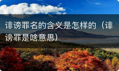 诽谤罪名的含义是怎样的（诽谤罪是啥意思）