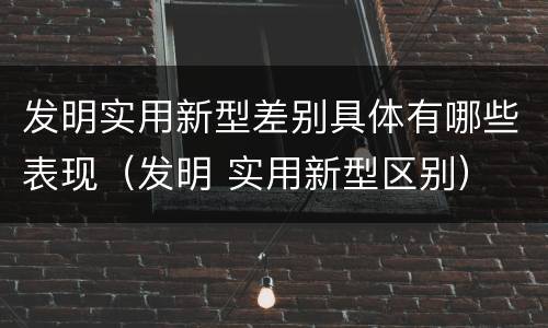 发明实用新型差别具体有哪些表现（发明 实用新型区别）