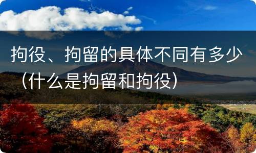 拘役、拘留的具体不同有多少（什么是拘留和拘役）