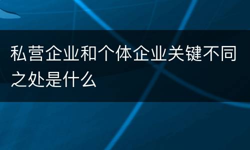 私营企业和个体企业关键不同之处是什么