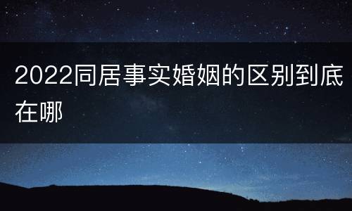2022同居事实婚姻的区别到底在哪