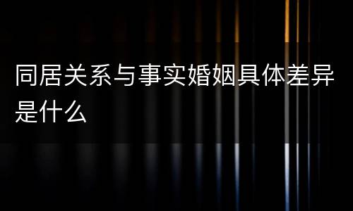同居关系与事实婚姻具体差异是什么