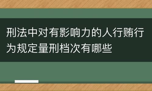 刑法中对有影响力的人行贿行为规定量刑档次有哪些