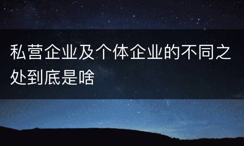 私营企业及个体企业的不同之处到底是啥