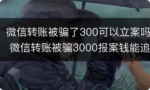 微信转账被骗了300可以立案吗 微信转账被骗3000报案钱能追回来吗