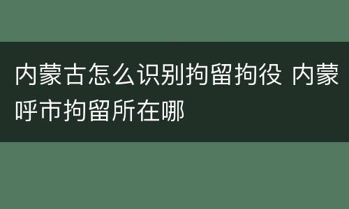 内蒙古怎么识别拘留拘役 内蒙呼市拘留所在哪