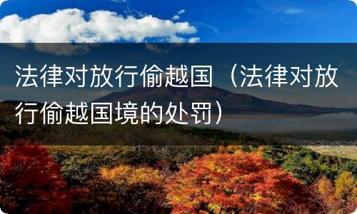 法律对放行偷越国（法律对放行偷越国境的处罚）