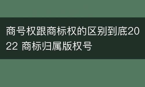 商号权跟商标权的区别到底2022 商标归属版权号