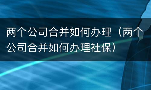 两个公司合并如何办理（两个公司合并如何办理社保）