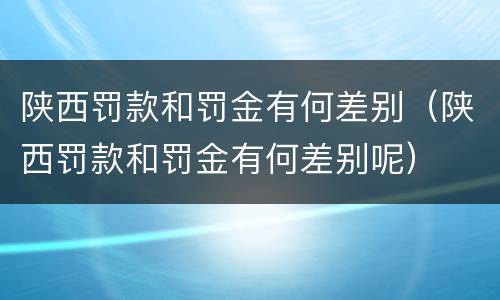 陕西罚款和罚金有何差别（陕西罚款和罚金有何差别呢）