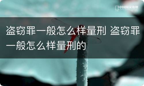 盗窃罪一般怎么样量刑 盗窃罪一般怎么样量刑的