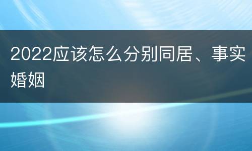 2022应该怎么分别同居、事实婚姻