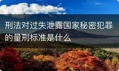 刑法对过失泄露国家秘密犯罪的量刑标准是什么