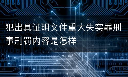 犯出具证明文件重大失实罪刑事刑罚内容是怎样