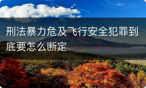 刑法暴力危及飞行安全犯罪到底要怎么断定