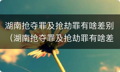 湖南抢夺罪及抢劫罪有啥差别（湖南抢夺罪及抢劫罪有啥差别呢）