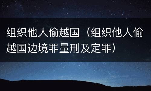 组织他人偷越国（组织他人偷越国边境罪量刑及定罪）