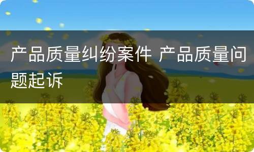 产品质量纠纷案件 产品质量问题起诉