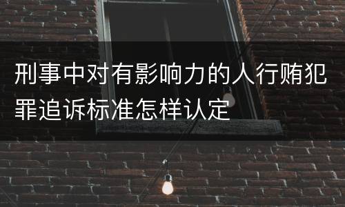 刑事中对有影响力的人行贿犯罪追诉标准怎样认定