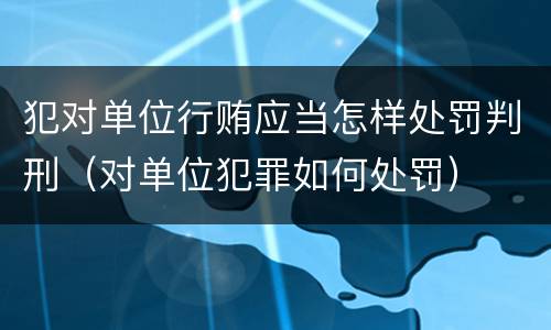 犯对单位行贿应当怎样处罚判刑（对单位犯罪如何处罚）