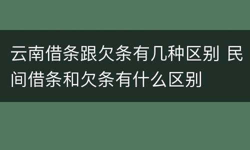 云南借条跟欠条有几种区别 民间借条和欠条有什么区别