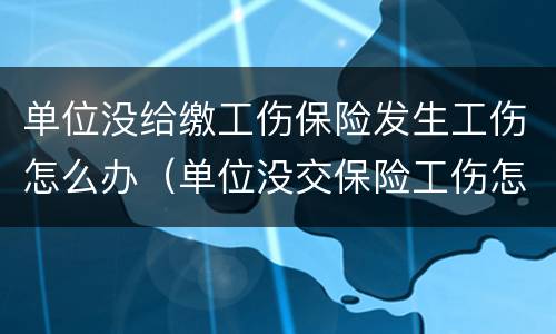 单位没给缴工伤保险发生工伤怎么办（单位没交保险工伤怎么办）