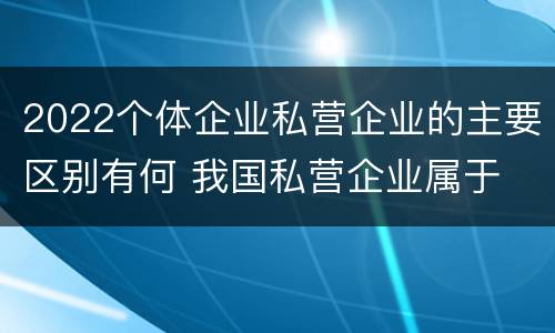 2022个体企业私营企业的主要区别有何 我国私营企业属于