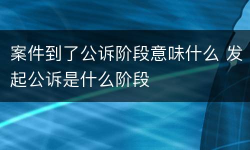 案件到了公诉阶段意味什么 发起公诉是什么阶段