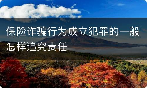 保险诈骗行为成立犯罪的一般怎样追究责任