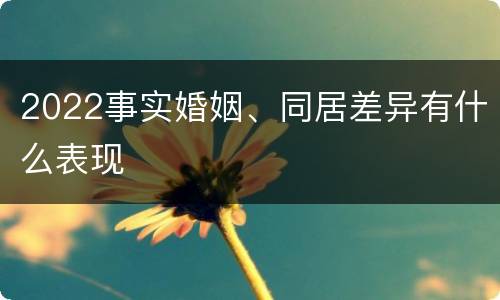 2022事实婚姻、同居差异有什么表现